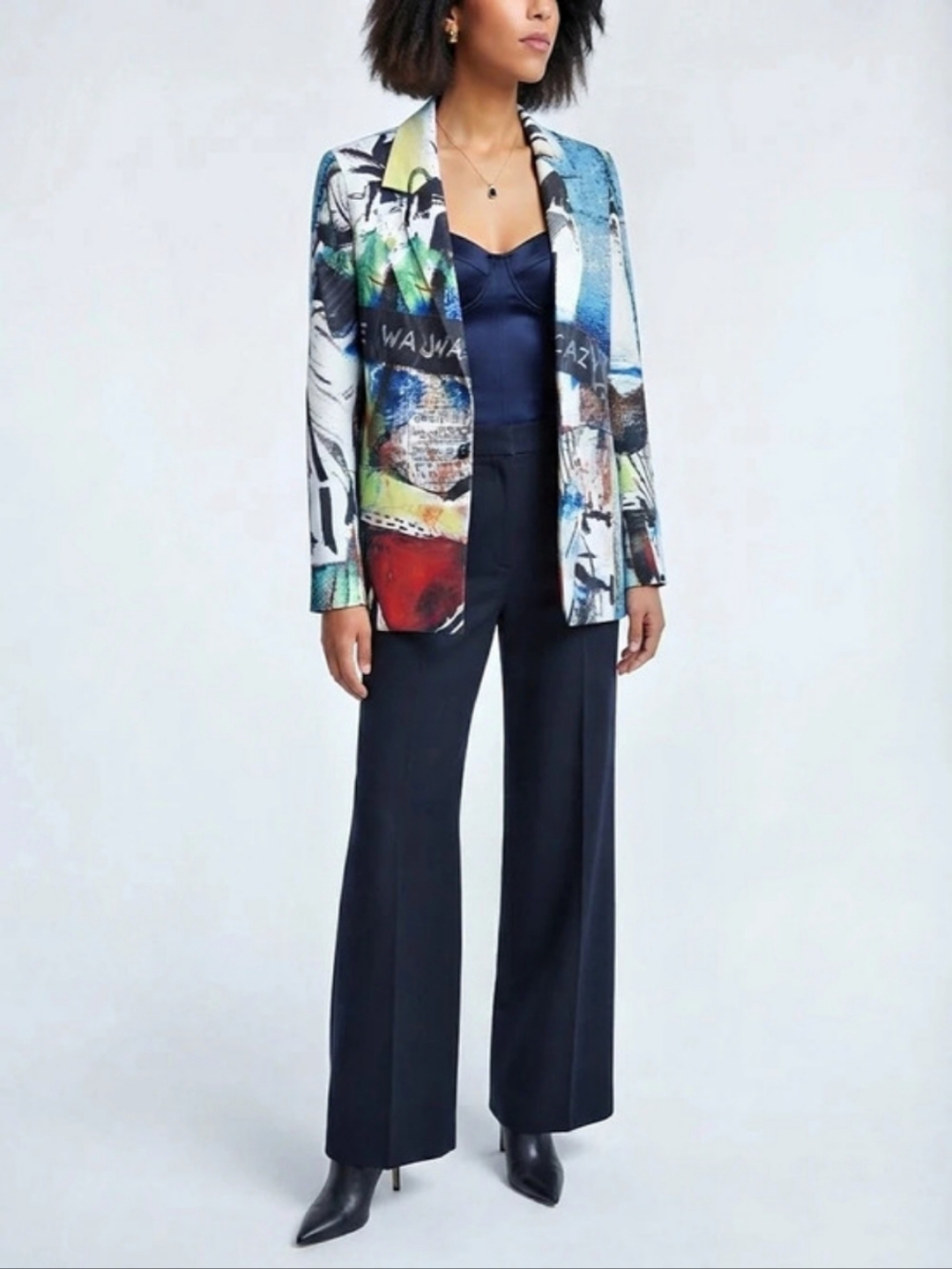 Alice + Olivia Denny Slim Notch Collar Boyfriend Blazer Size 8